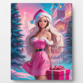 Schönes rosa Weihnachtsmädchen 01 Fotoplatte (Vorderseite)