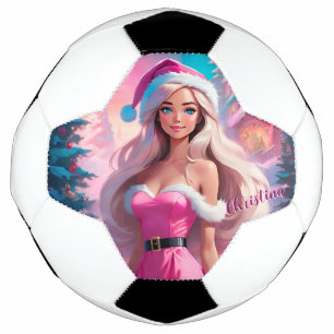Schönes rosa Weihnachtsmädchen 01 Fußball
