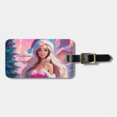 Schönes rosa Weihnachtsmädchen 01 Gepäckanhänger (Vorderseite horizontal)