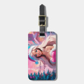 Schönes rosa Weihnachtsmädchen 01 Gepäckanhänger (Vorderseite vertikal)