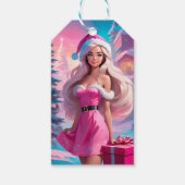 Schönes rosa Weihnachtsmädchen 01 Geschenkanhänger (Vorderseite)