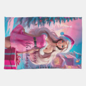 Schönes rosa Weihnachtsmädchen 01 Geschirrtuch (Horizontal)