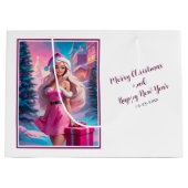 Schönes rosa Weihnachtsmädchen 01 Große Geschenktüte (Vorderseite)