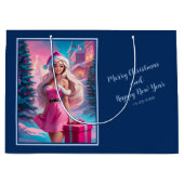 Schönes rosa Weihnachtsmädchen 01 Große Geschenktüte (Vorderseite)