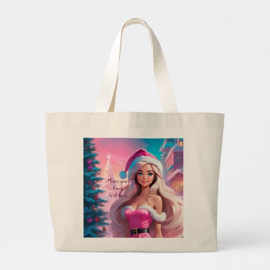 Schönes rosa Weihnachtsmädchen 01 Jumbo Stoffbeutel (Rückseite)