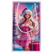 Schönes rosa Weihnachtsmädchen 01 Kleine Geschenktüte (Vorderseite)