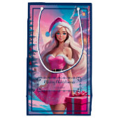 Schönes rosa Weihnachtsmädchen 01 Kleine Geschenktüte (Vorderseite)