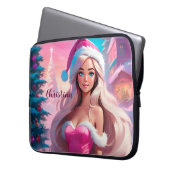 Schönes rosa Weihnachtsmädchen 01 Laptopschutzhülle (Vorderseite Links)