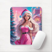 Schönes rosa Weihnachtsmädchen 01 Mousepad (Mit Mouse)