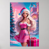 Schönes rosa Weihnachtsmädchen 01 Poster (Vorne)