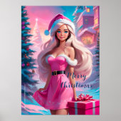 Schönes rosa Weihnachtsmädchen 01 Poster (Vorne)