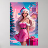 Schönes rosa Weihnachtsmädchen 01 Poster (Vorne)