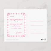 Schönes rosa Weihnachtsmädchen 01 Postkarte (Rückseite)
