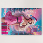 Schönes rosa Weihnachtsmädchen 01 Puzzle (Horizontal)