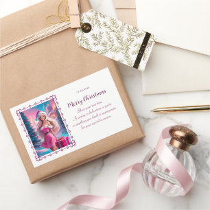 Schönes rosa Weihnachtsmädchen 01 Rechteckiger Aufkleber