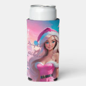 Schönes rosa Weihnachtsmädchen 01 Selters Dosenkühler (Seltzer Vorderseite)