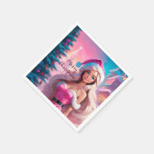 Schönes rosa Weihnachtsmädchen 01 Serviette (Ecke)