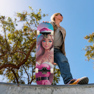 Schönes rosa Weihnachtsmädchen 01 Skateboard
