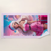 Schönes rosa Weihnachtsmädchen 01 Strandtuch (Vorderseite)