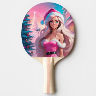 Schönes rosa Weihnachtsmädchen 01 Tischtennis Schläger