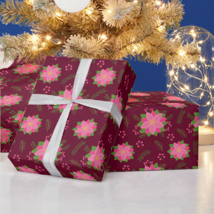 Schönes rosa Winter-Weihnachtsstern-Muster Geschenkpapier