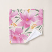 Schönes rosafarbenes Blumenbademantel Set (Waschlappen)