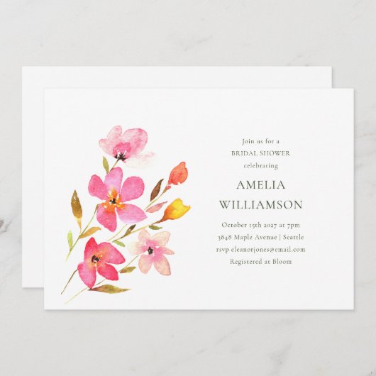 Schönes rosafarbenes Brautparty Einladung (Vorne/Hinten)