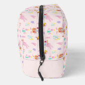 schönes rosafarbenes Gartenmuster Monogramm Name Waschbeutel (Rechts)