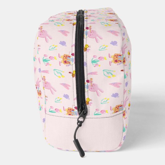 schönes rosafarbenes Gartenmuster Monogramm Name Waschbeutel (Rechts)