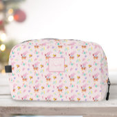 schönes rosafarbenes Gartenmuster Monogramm Name Waschbeutel