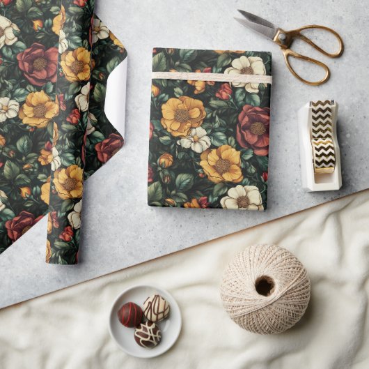 Schönes Rose Boho Wrapping Paper Geschenkpapier (Kunsthandwerk)