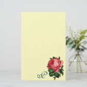 SCHÖNES ROSE-MONOGRAMM, Creme Briefpapier (Stehend Vorderseite)