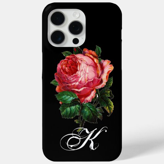 SCHÖNES ROSE MONOGRAMM, schwarz Case-Mate iPhone Hülle (Rückseite)