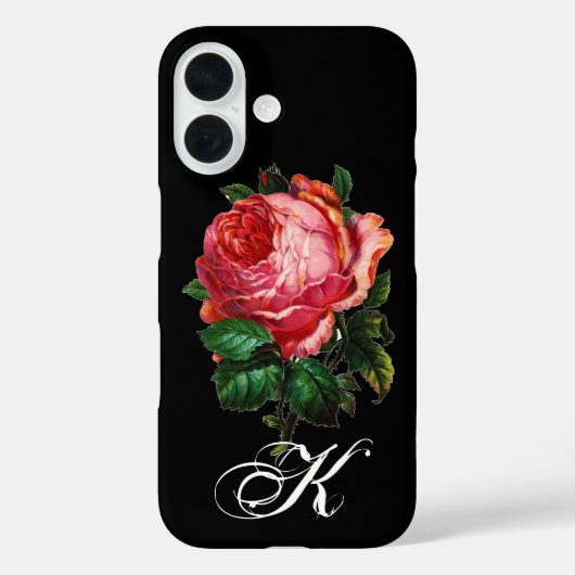 SCHÖNES ROSE MONOGRAMM, schwarz Case-Mate iPhone Hülle (Rückseite)