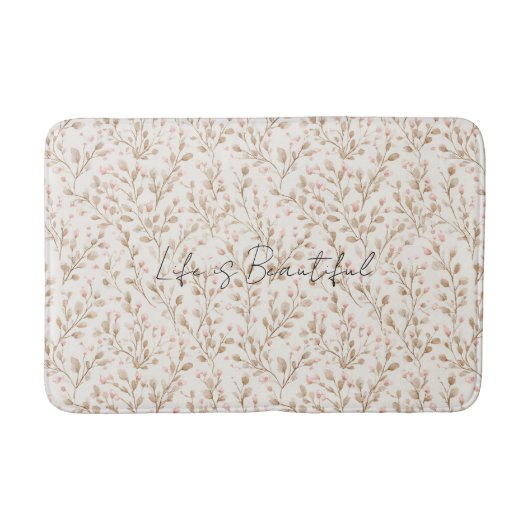 Schönes Rosé Rosa Creme Blumenmuster Badematte (Vorderseite)