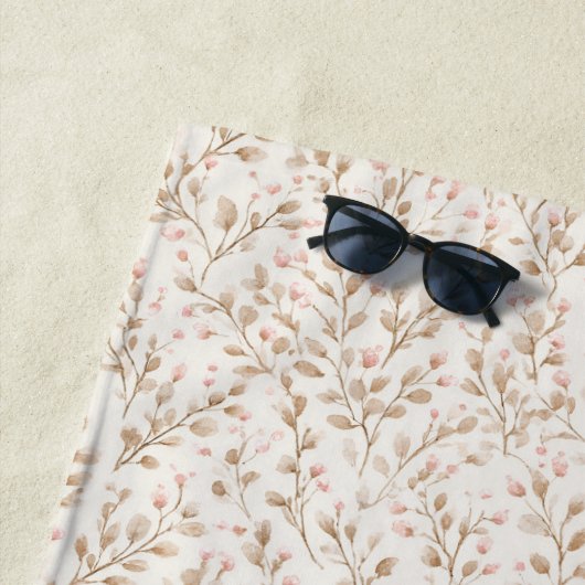 Schönes Rosé Rosa Creme Blumenmuster Strandtuch (Beispiel)
