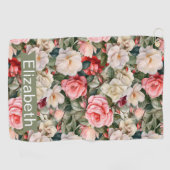 Schönes Rosengarten-Muster personalisiert Golfhandtuch (Horizontal)