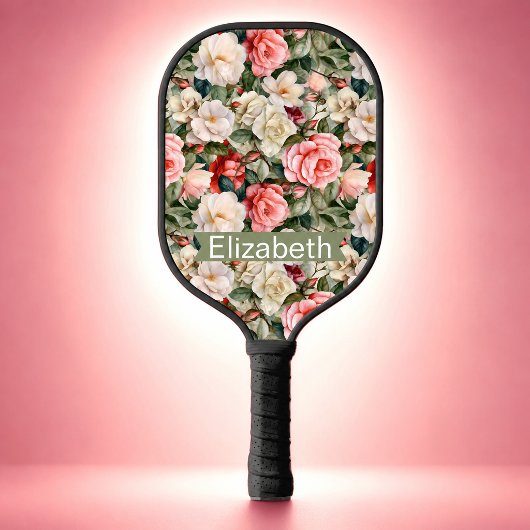 Schönes Rosengarten-Muster personalisiert Pickleball Schläger