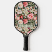 Schönes Rosengarten-Muster personalisiert Pickleball Schläger (Rückseite)