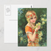 Schönes Rosenmädchen Postkarte (Vorne/Hinten)