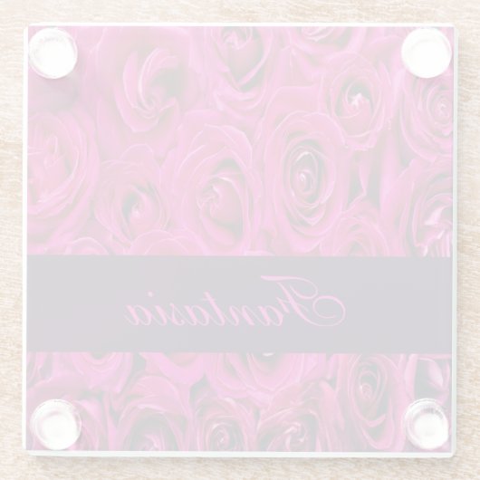 Schönes Rosenmonogramm Glasuntersetzer (Rückseite)