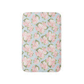 Schönes Rosenmuster mit blauen Polkapunkten Badematte (Vorderseite Vertikal)