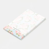 Schönes Rosenmuster mit blauen Polkapunkten Post-it Klebezettel (angewinkelt)