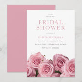 Schönes Rosenrosse Romantisches Brautparty Einladung (Vorne/Hinten)