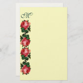 SCHÖNES ROSES-MONOGRAMM, Creme Briefpapier (Vorne/Hinten)