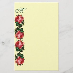 SCHÖNES ROSES-MONOGRAMM, Creme Briefpapier