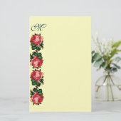 SCHÖNES ROSES-MONOGRAMM, Creme Briefpapier (Stehend Vorderseite)