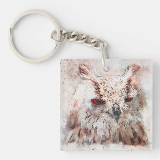Schönes Rost Akzent Owl Schlüsselanhänger (Vorderseite)