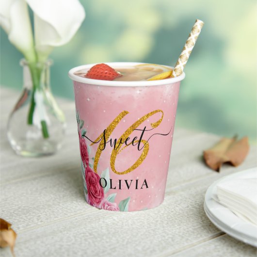 Schönes Rosy Sweet 16 16 Papiersorten Pappbecher (In Situ)