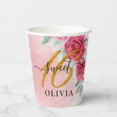 Schönes Rosy Sweet 16 16 Papiersorten Pappbecher (Rückseite)